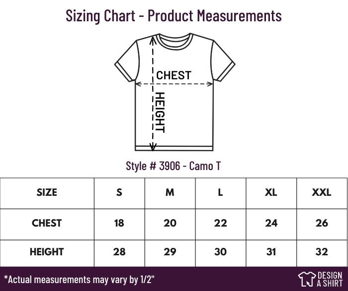 3906 - Code V Camo T Size Chart