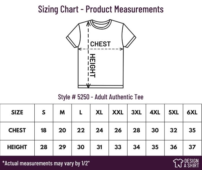 5250 - Hanes Authentic Tee Size Chart